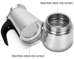 Roestvrijstalen koffiezetapparaat, draagbaar elektrisch apparaat voor mokka latte, espressofilter, koffiekopje in Europese stijl - 200 ml