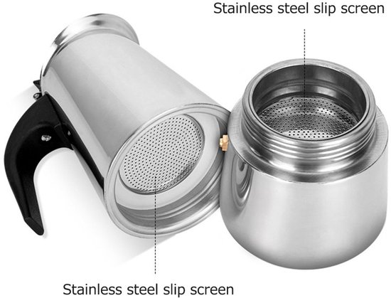 Roestvrijstalen koffiezetapparaat, draagbaar elektrisch apparaat voor mokka latte, espressofilter, koffiekopje in Europese stijl - 200 ml