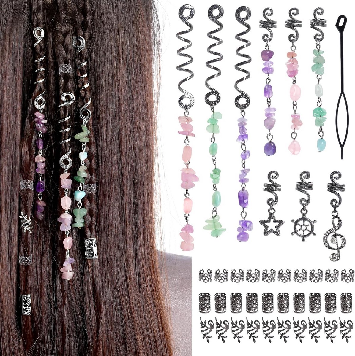 40 Delige Set Haar Accessoires voor Dreadlocks, Vlechten en Haar Sieraden