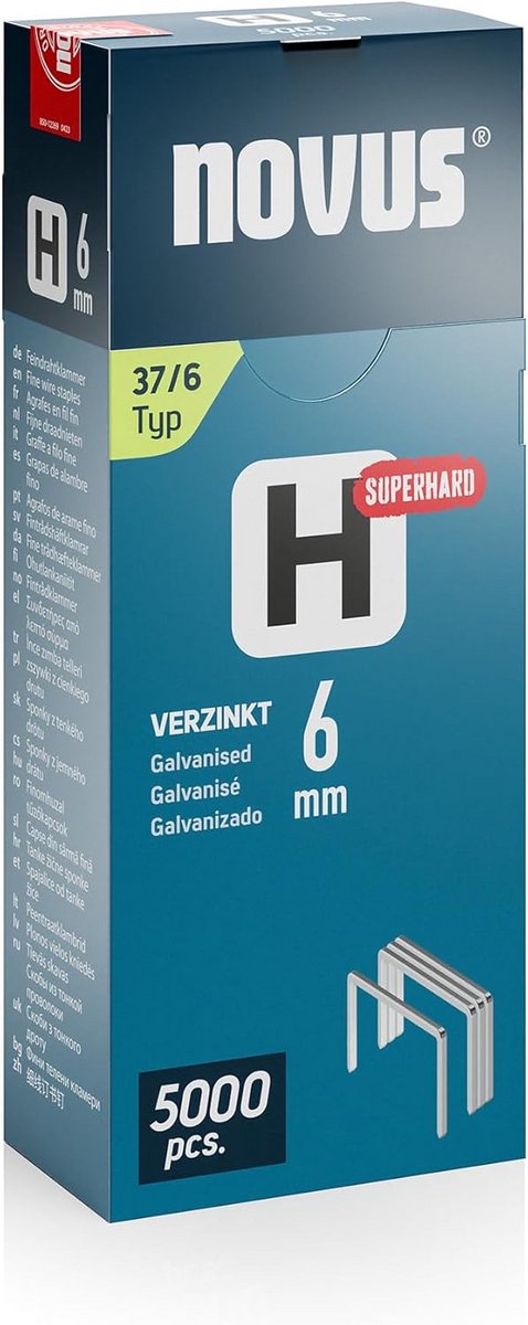 Fijne nietjes type 37 Grijs 6 mm voor nietmachine