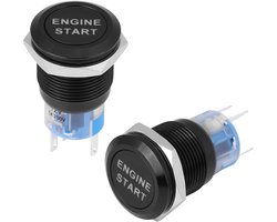 Startknop Auto 12V 19mm Ontstekingsschakelaar Motorstartknop Waterdichte LED Sleutelschakelaar (Zwart Behuizing)