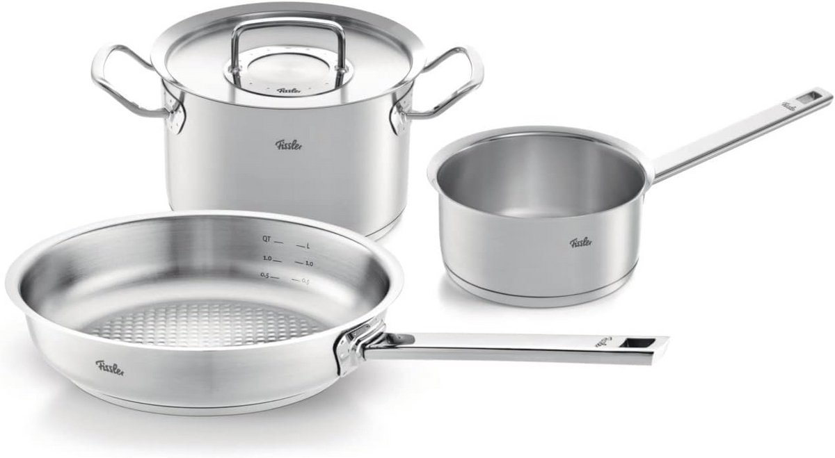 Rvs Pannenset 3-delig - Inductie - Soeppan, Koekenpan en Sauspan