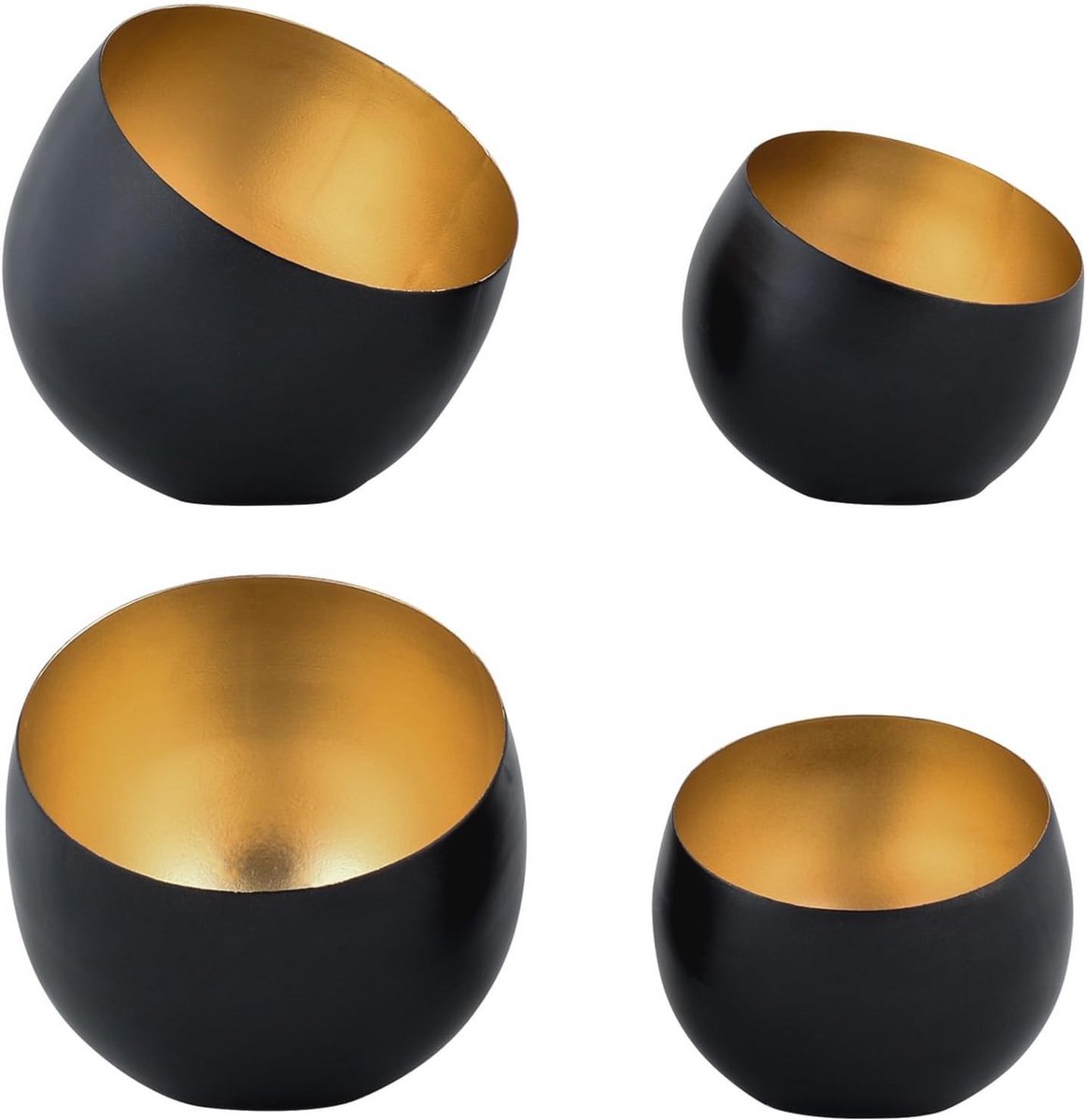 Decoratieve theelichthouders van metaal, 12 cm groot, zwart/goud, stijlvolle windlichten voor huis en tuin — cadeau in Wonen & Interieur - foto 3