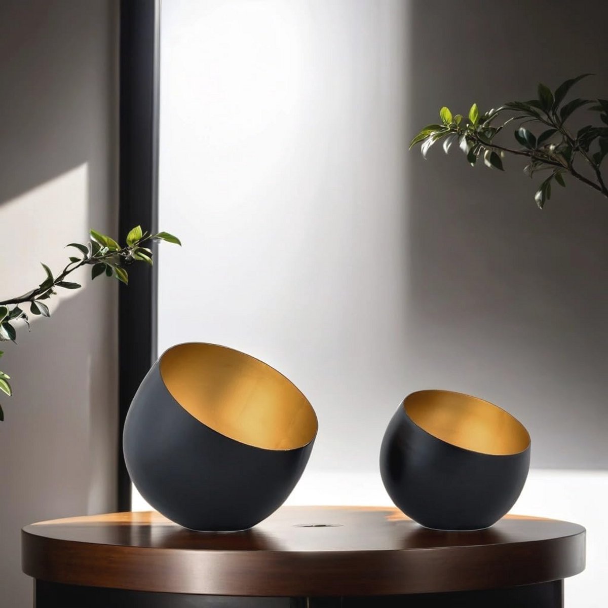 Decoratieve theelichthouders van metaal, 12 cm groot, zwart/goud, stijlvolle windlichten voor huis en tuin — cadeau in Wonen & Interieur - foto 7