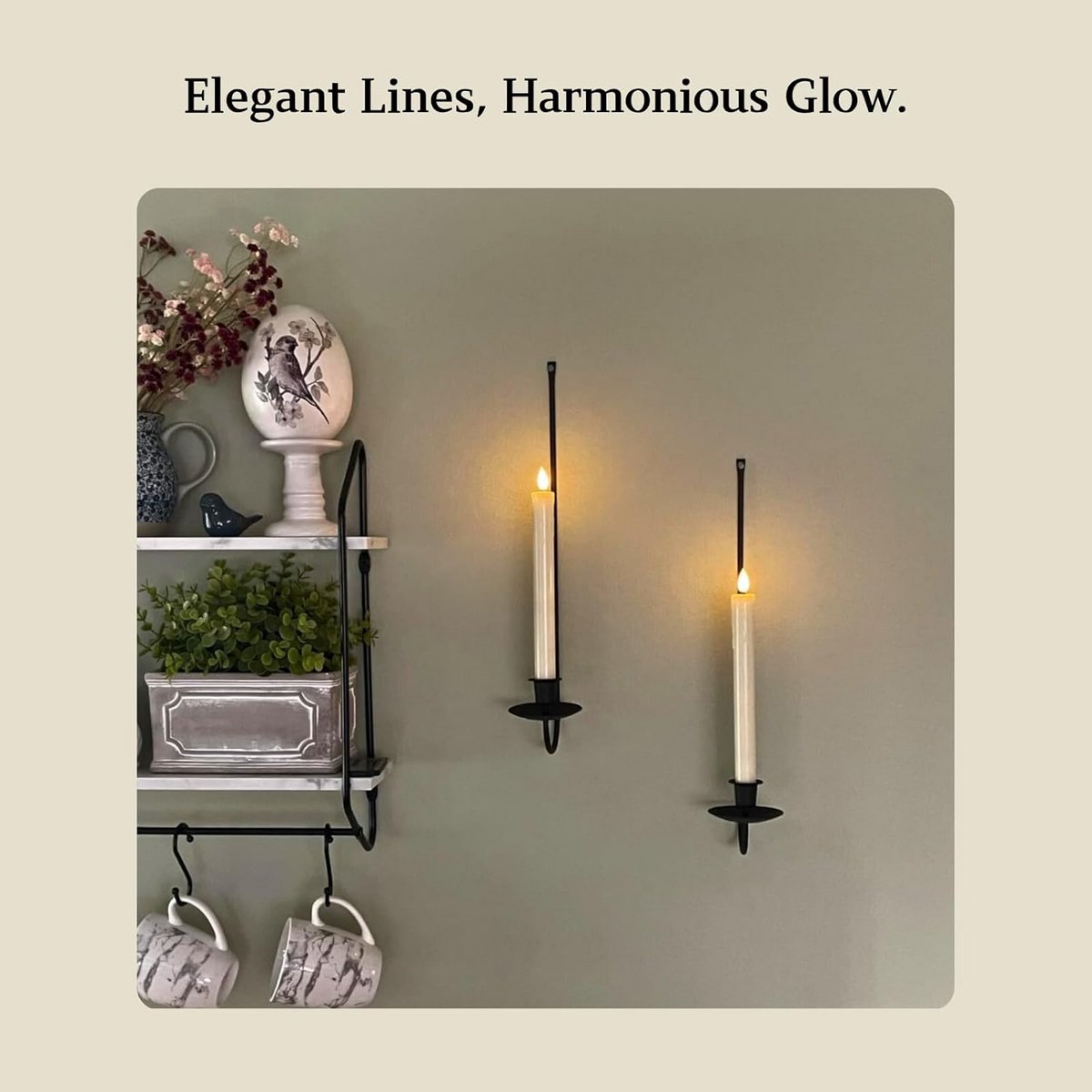 Set van 4 Zwarte Metalen Wandkandelaars - Stijlvolle Moderne Wanddecoratie — cadeau in Wonen & Interieur - foto 4