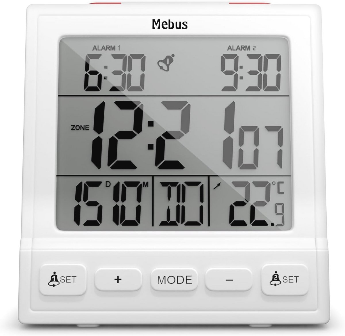 Digitale Funkwekker met Thermometer en Twee Wektijden