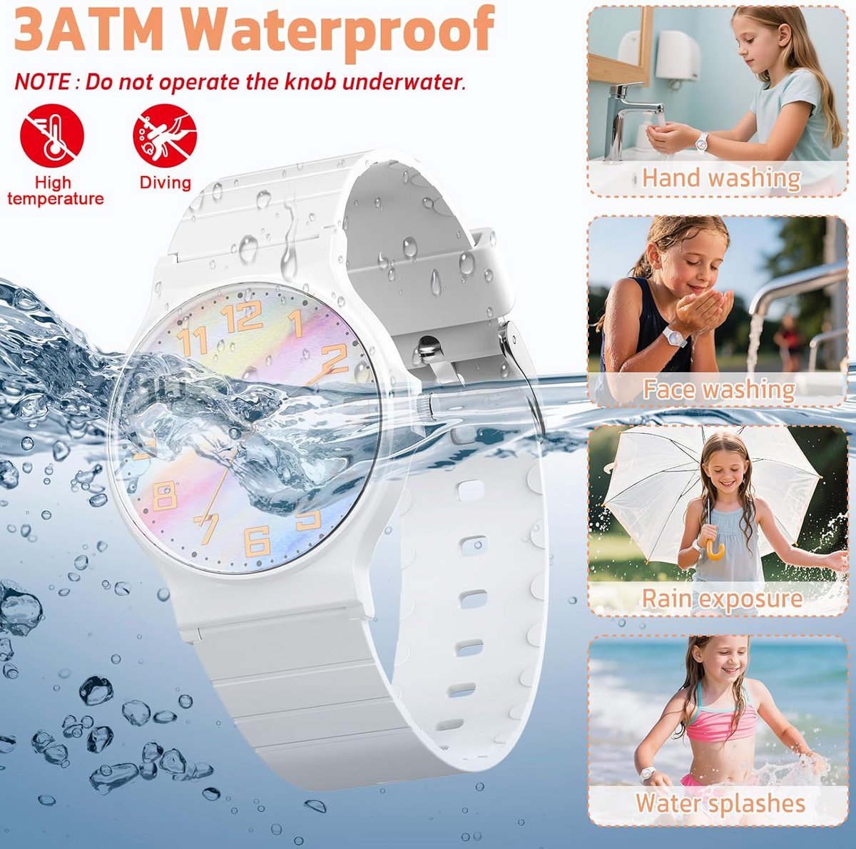 Kinderhorloge voor Jongens en Meisjes - Analoge Polshorloge met Rubber Band en Waterdicht Ontwerp