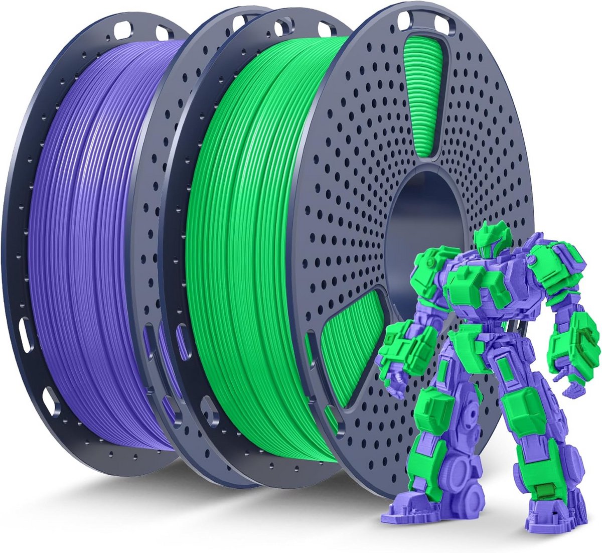 PLA+ 3D Printer Filament 1.75 mm Groen en Lavendelpaars - 2x 0.5 kg Set