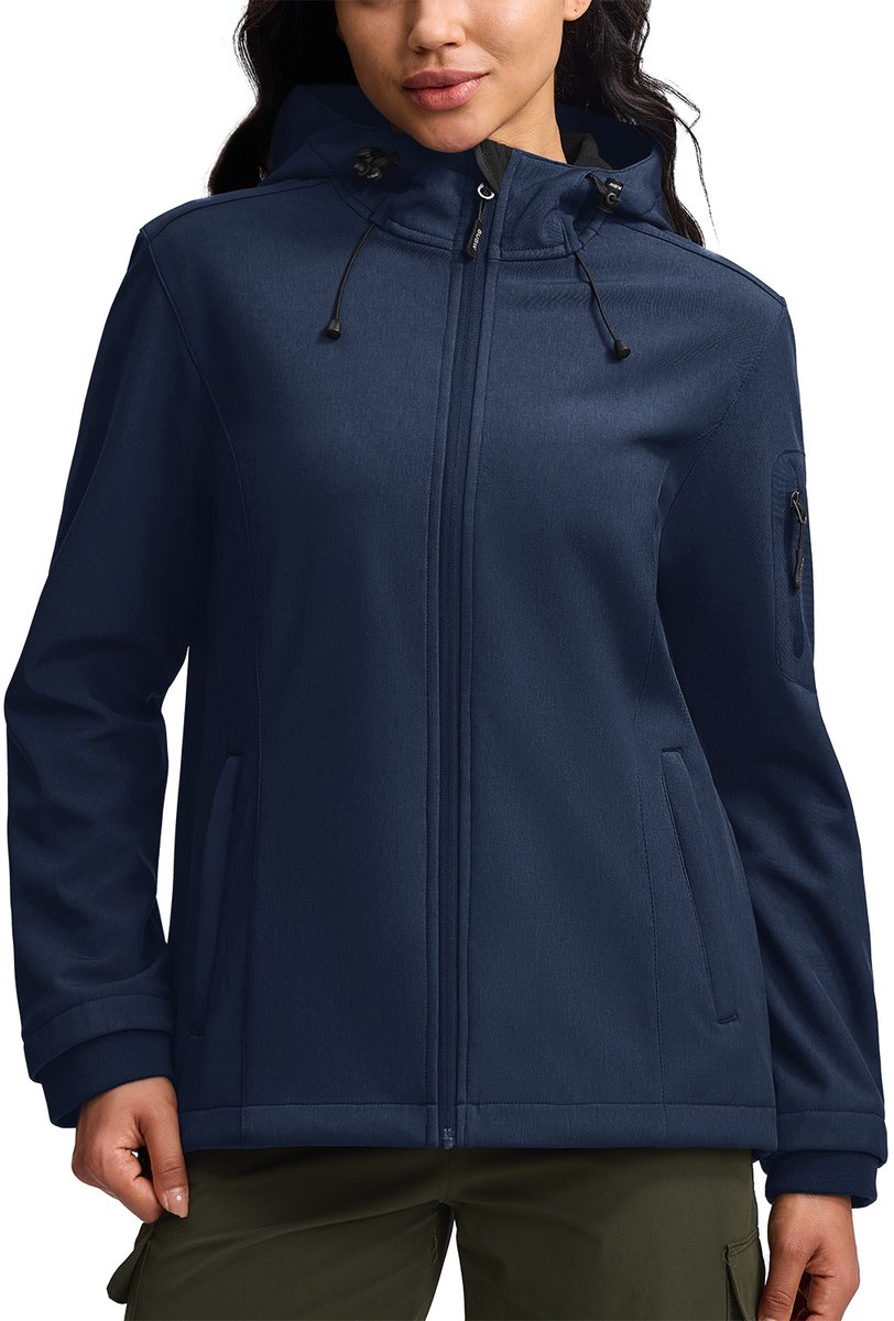 BUBW Dames Outdoorjas Outdoorjassen Outdoor Jas Dames Waterdicht & Ademend Warme Fleece Voering Winddicht Donkere Nachtblauw