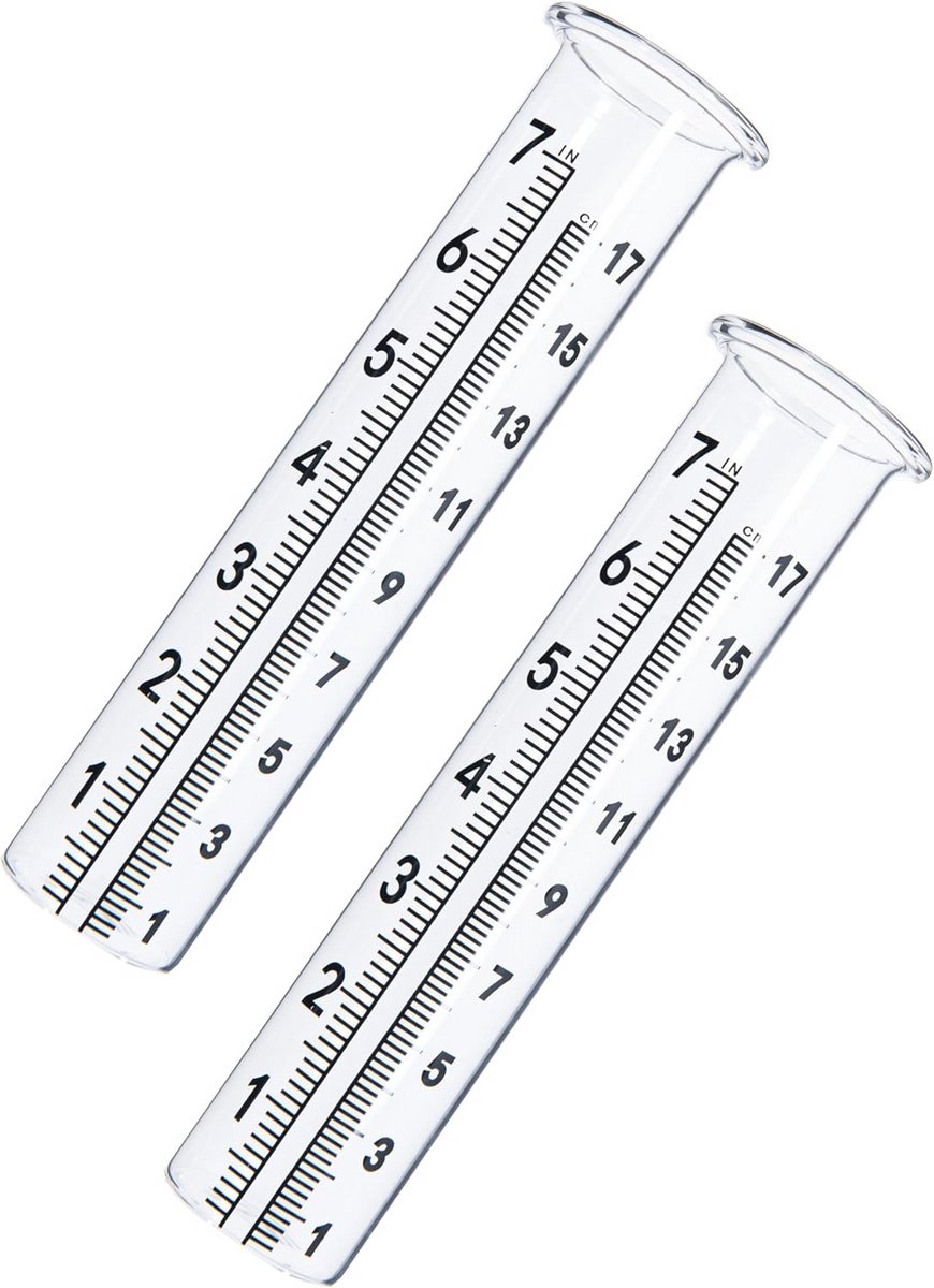Regenmeter Reserve Buis van Glas met Deksel voor Buiten en Tuin Capaciteit 7 inch