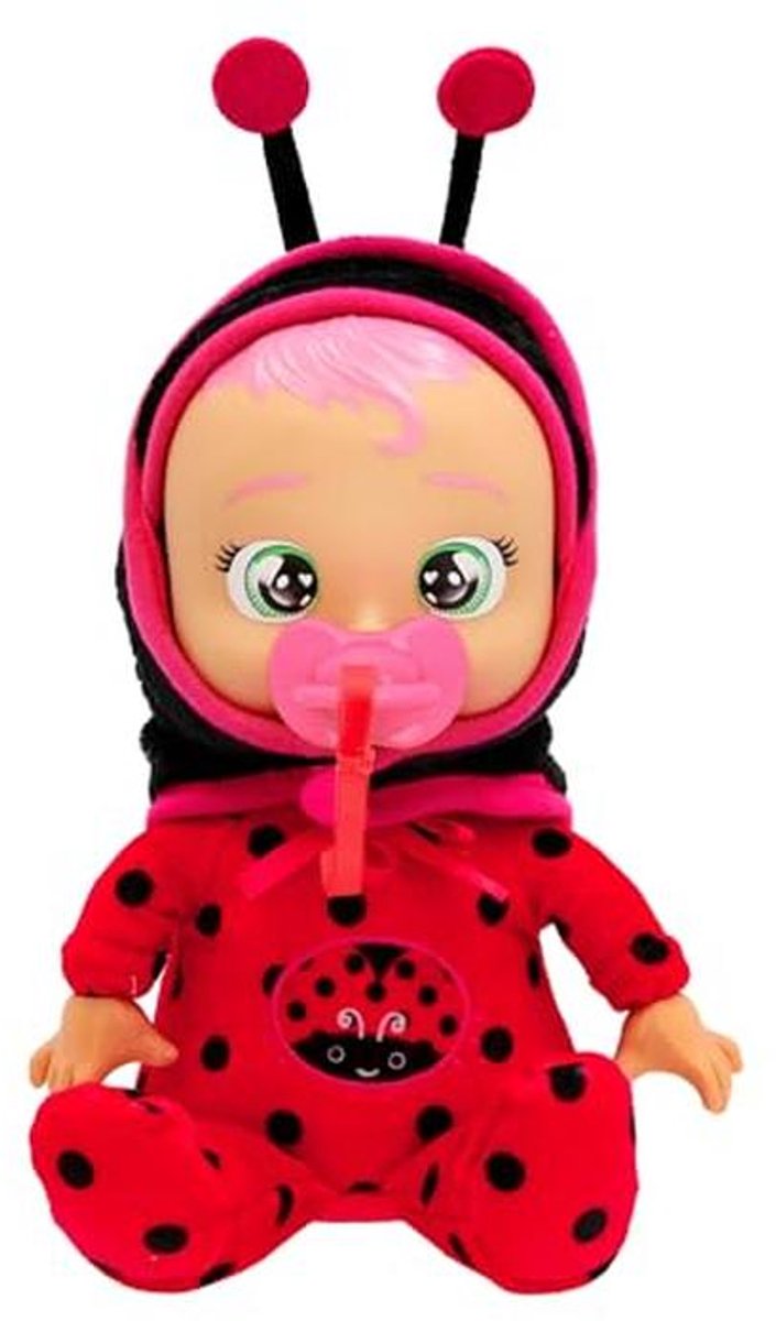 Pluche Huilbaby Pop met Lieveheersbeestjespyjama - Zacht Speelgoed voor Kinderen vanaf 18 maanden