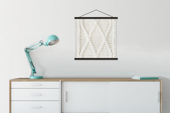 Porte-affiche avec affiche - Affiche scolaire - Pull - Motifs - Wit - 60x60 cm - Lattes noires