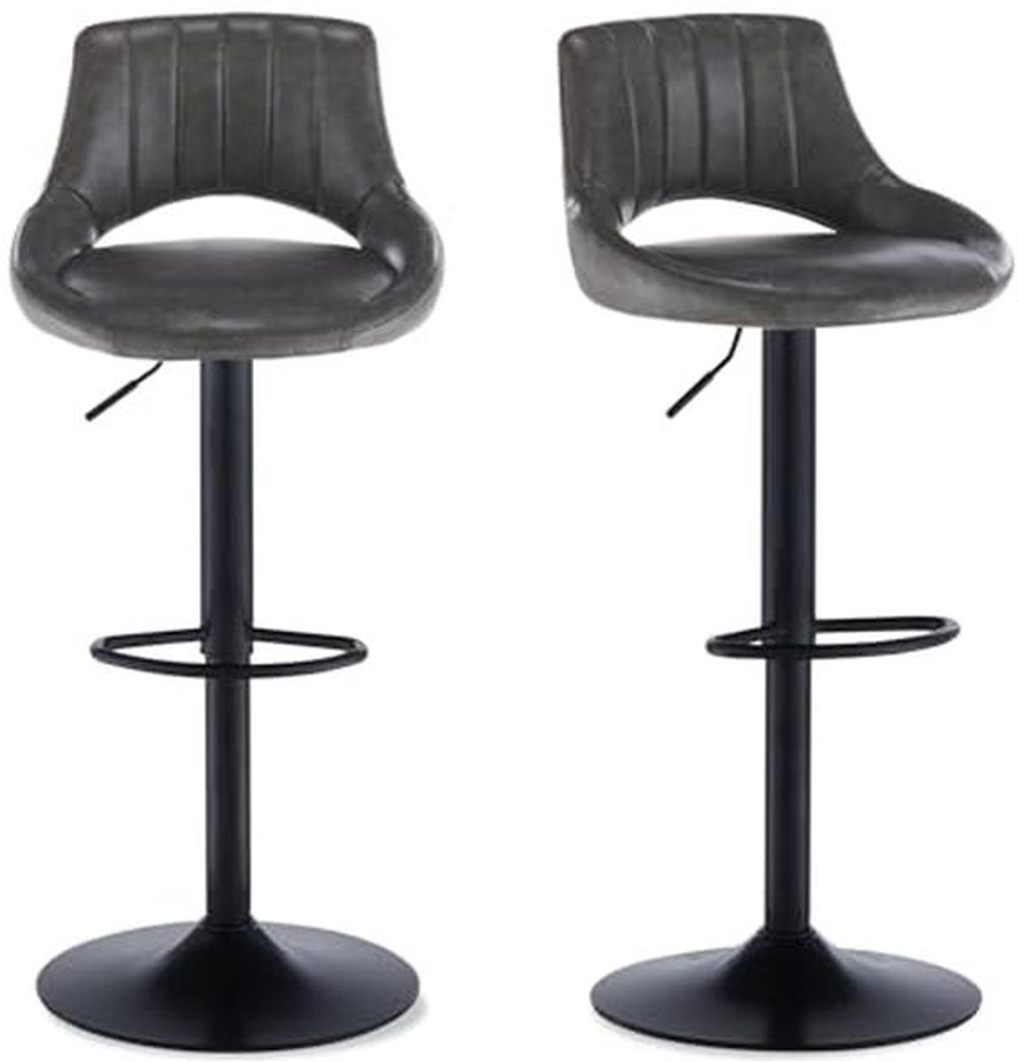 Verstelbare Draaibare Barkruk 360° - Set van 2 - Kunstleer Grijs - Ergonomische Keukenstoelen