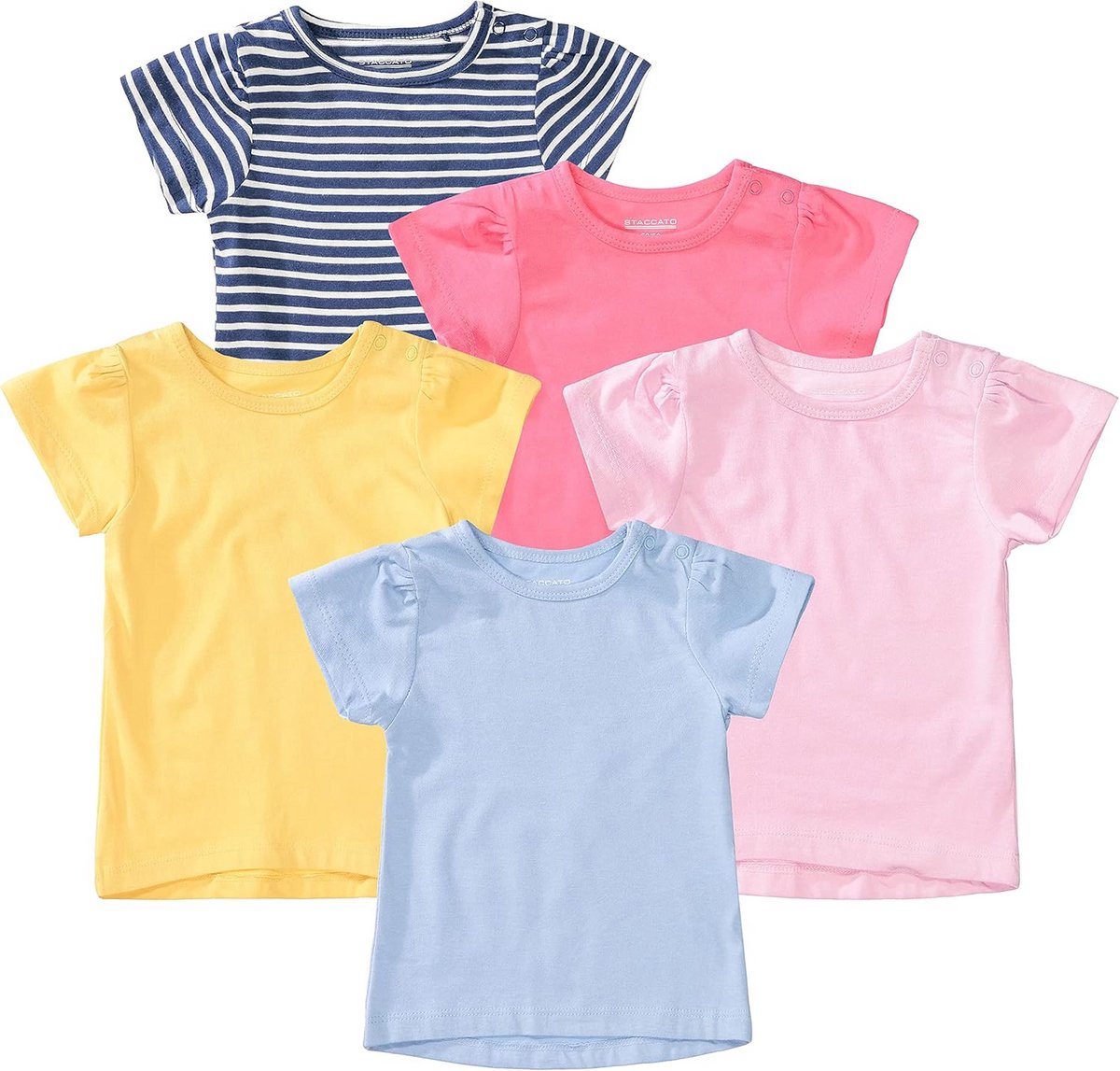Set van 5 Baby T-shirts Meisjes - 100% Biologisch Katoen - Kortemouwen
