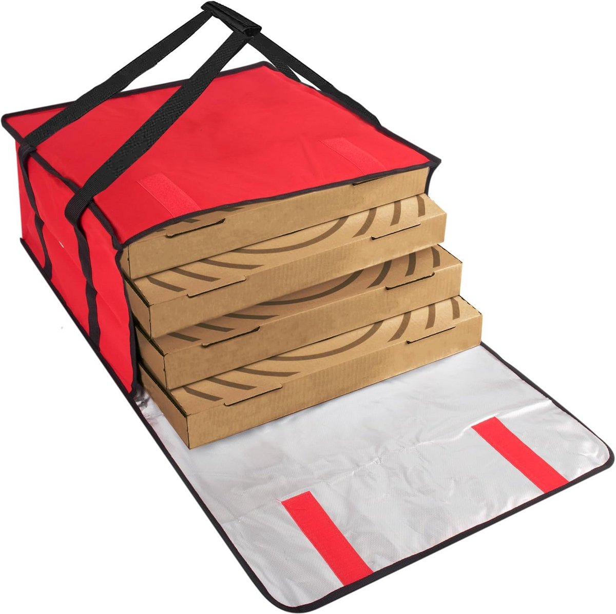 Extra Grote Geïsoleerde Pizzatas voor 4 Pizza's - Houdt Bezorgmaaltijden Warm en Vers