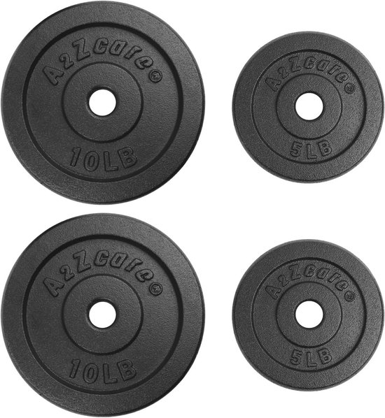 AtHaus® Halterschijven 2 x 5 kg set gietijzer halter gewichten 30/31 mm gietijzer schijven gietijzeren halterschijf