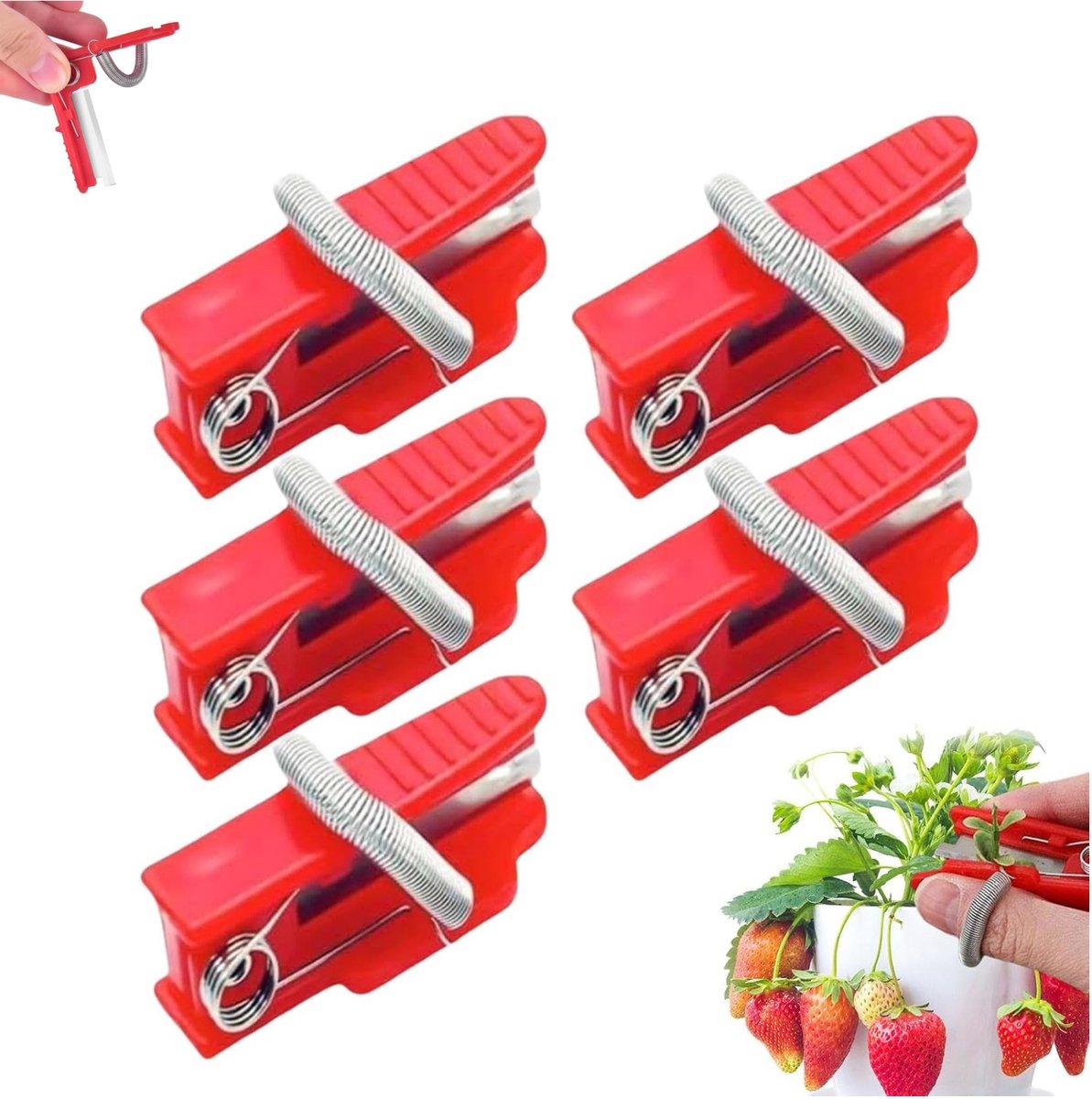 5 stuks - Groentemes - Multifunctioneel duimmes voor in de tuin - Klein fruitmesje - Duimmesje - Snoeischaar - Fruitplukgereedschap - Vingermesje voor in de tuin - Voor het plukken van groenten, fruit en het snoeien van planten