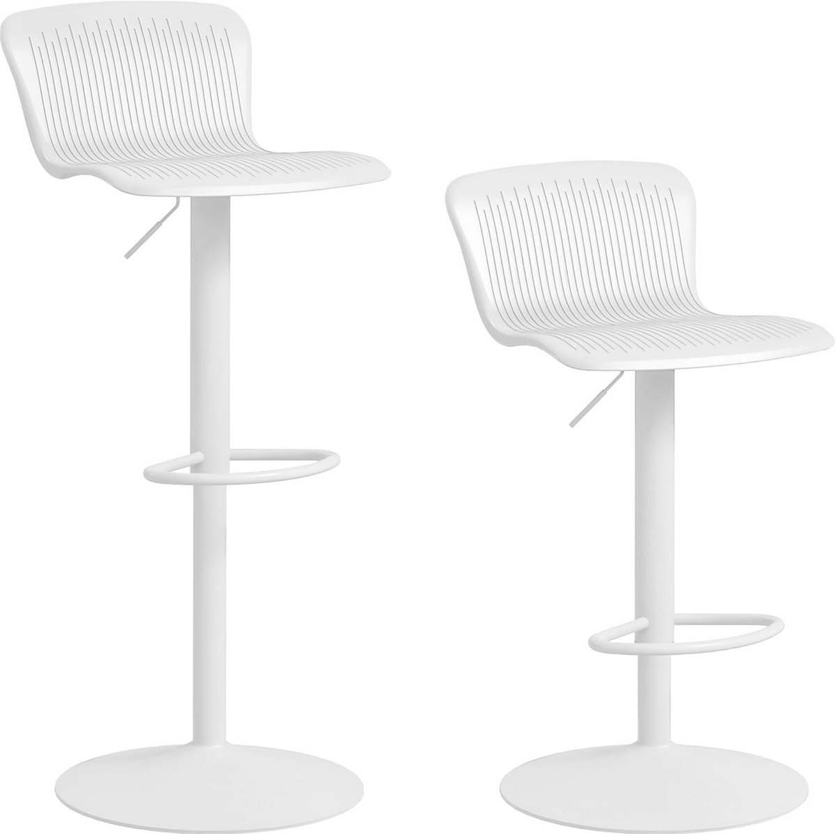 Set van 2 ergonomische barkrukken met draaibare zitting en antislip basis in het wit