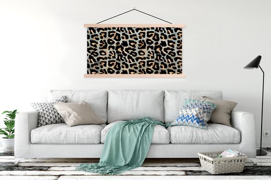 Porte-affiche avec affiche - Affiche scolaire - Imprimé panthère - Marron - Zwart - Chic - 120x60 cm - Lattes vierges