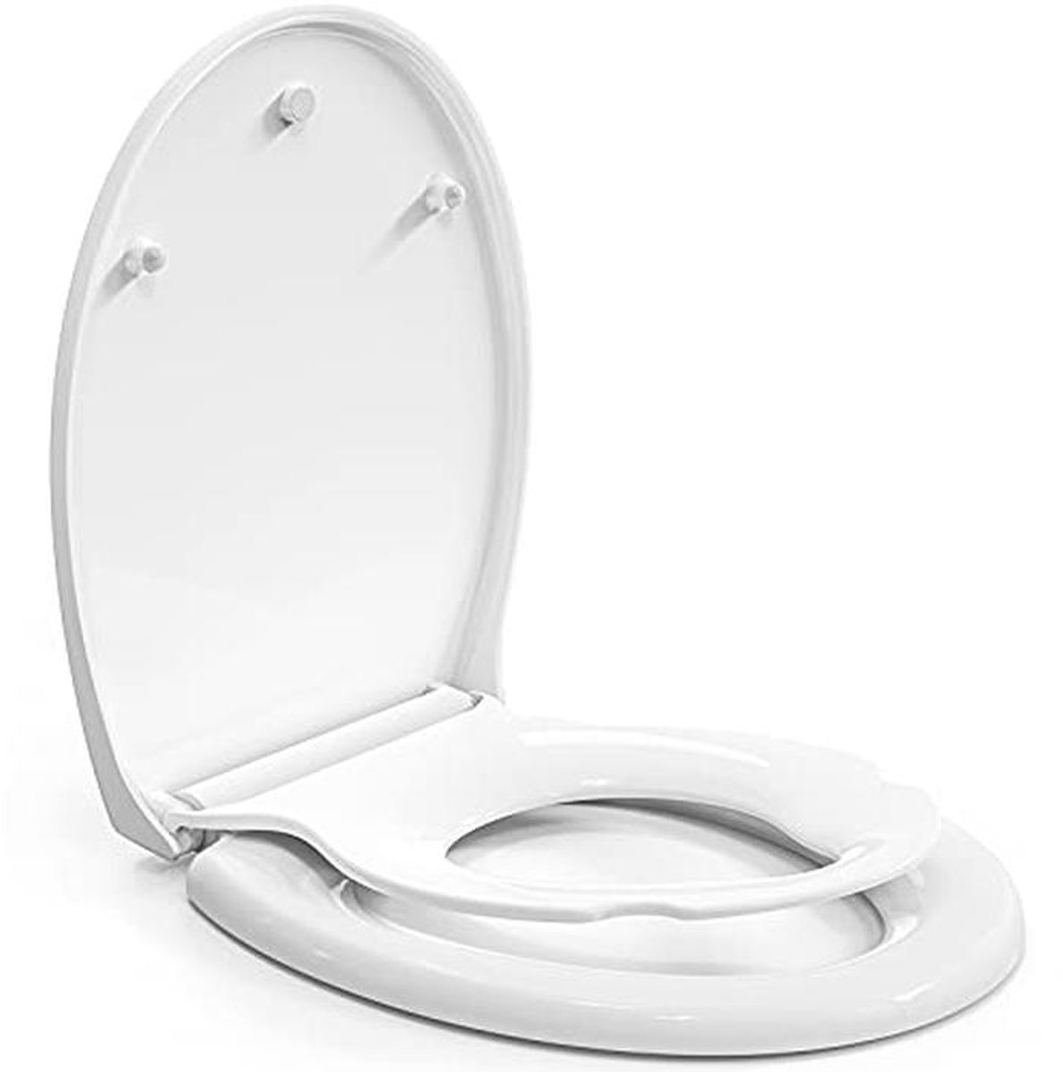 Toiletzitting met Zachte Sluiting en Kindzitting - Wit O-vormig - Snelle Bevestiging voor Eenvoudige Reiniging