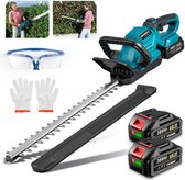 NewBeny Accu Heggenschaar - 53cm Bladlengte - lemmet met dubbele werking - Snijhoek 180° - Elektrische Heggenschaar - met 2x Accu's