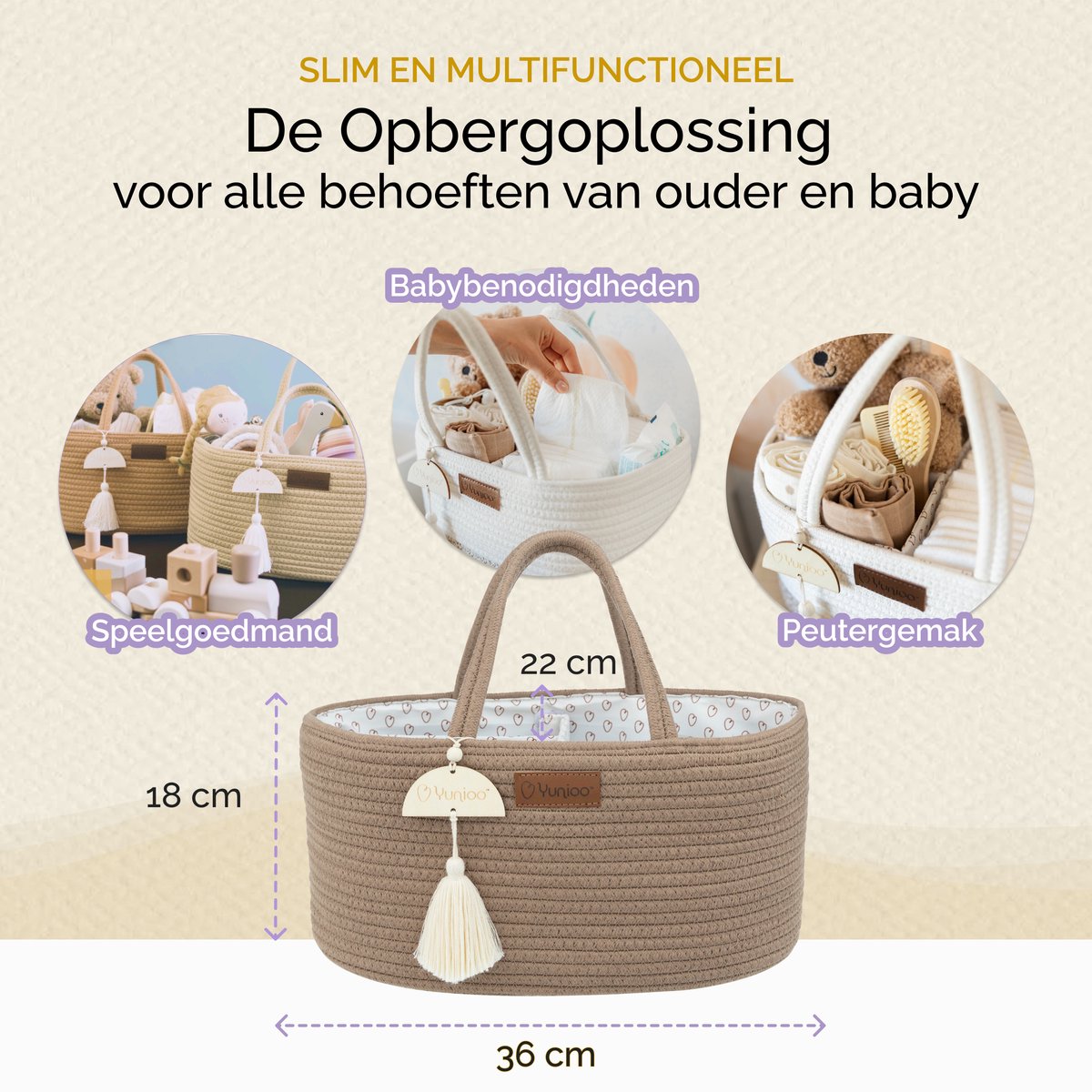 Yunioo Commodemandje Bruin – Katoenen Luiermand 36x22cm thumbnail 3