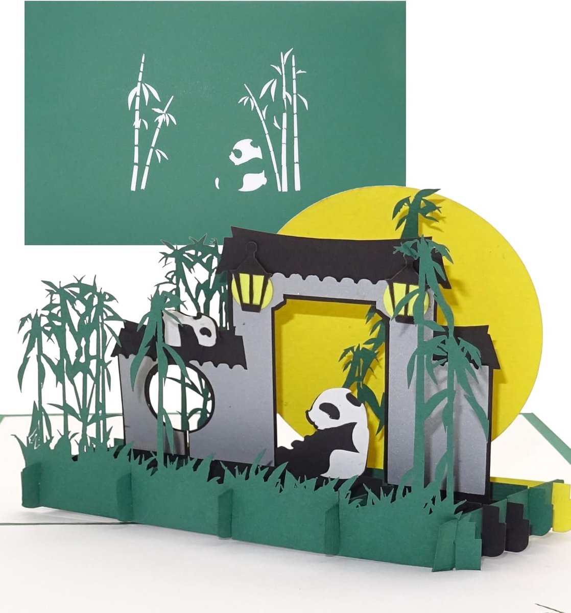 3D pop-up kaart met panda's voor verjaardagen, uitnodigingen en souvenirs
