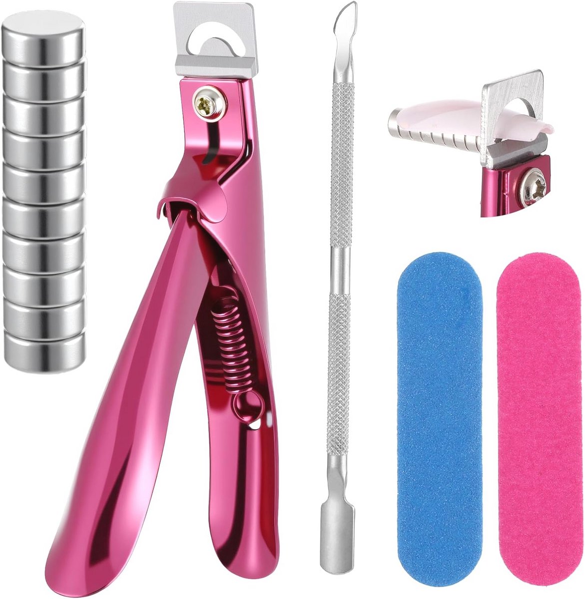 Nagelknipper set voor kunstnagels met magneten en nagelvijlen
