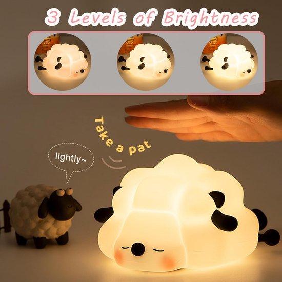 Schattig LED Nachtlampje Schaap voor Kinderkamer - Dimbare Touch Sensor Nachtlamp — afbeelding 4