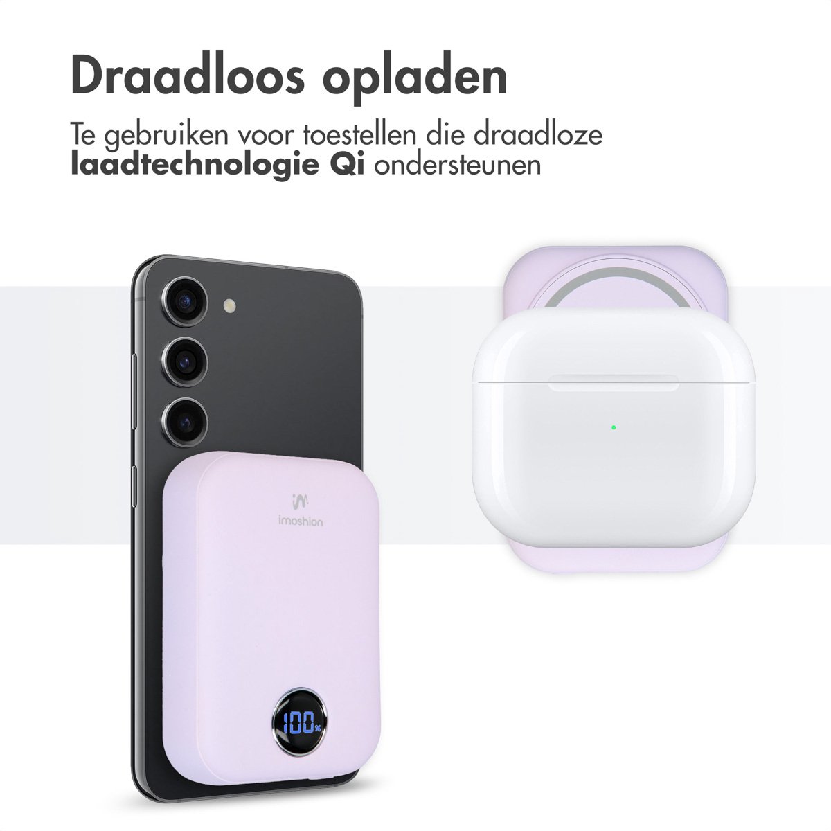 Imoshion Powerbank 10000 mAh Draadloos Lila - afbeelding 3