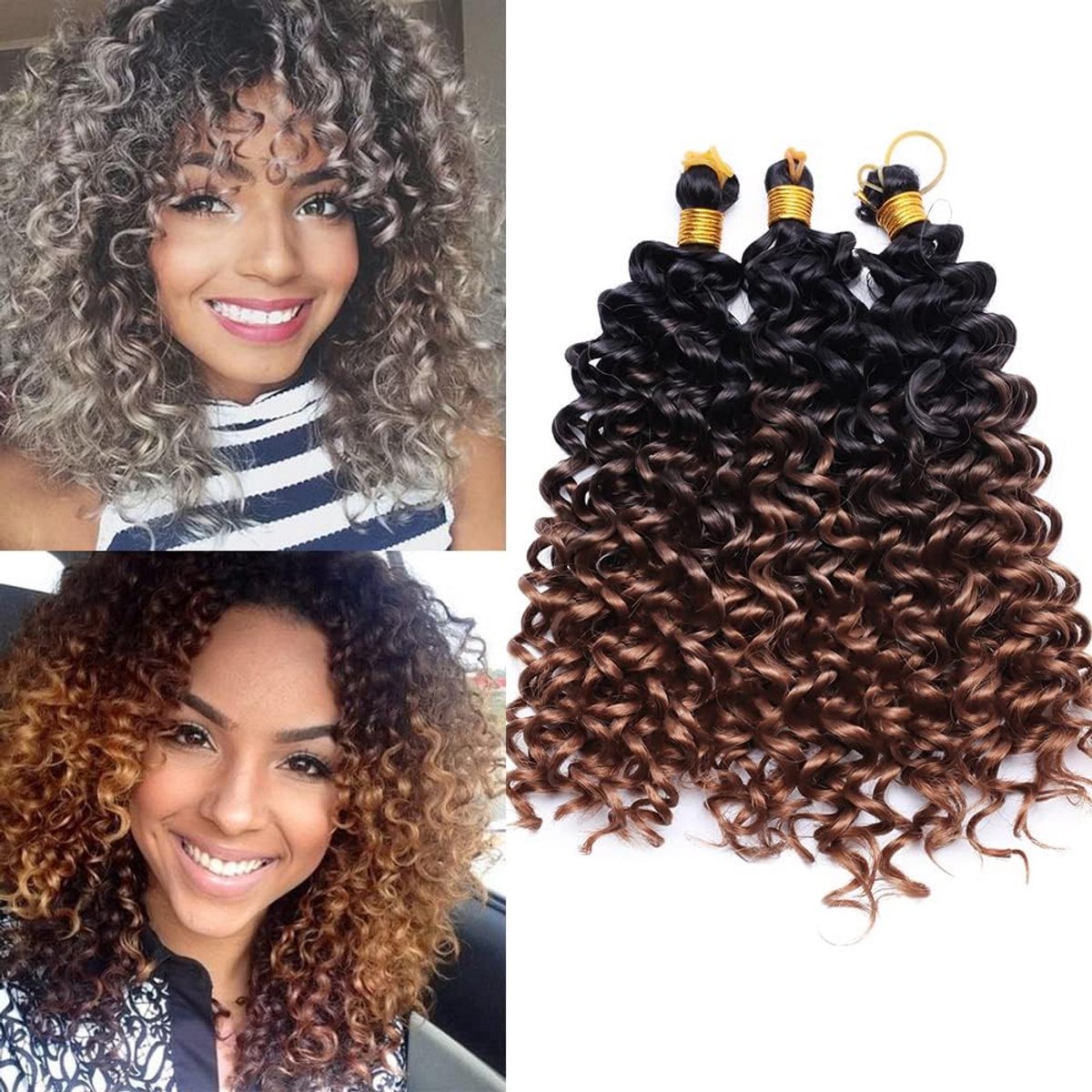 Gehaakte Vlechten Haar Extensions Synthetisch Kort Watergolf 20 cm