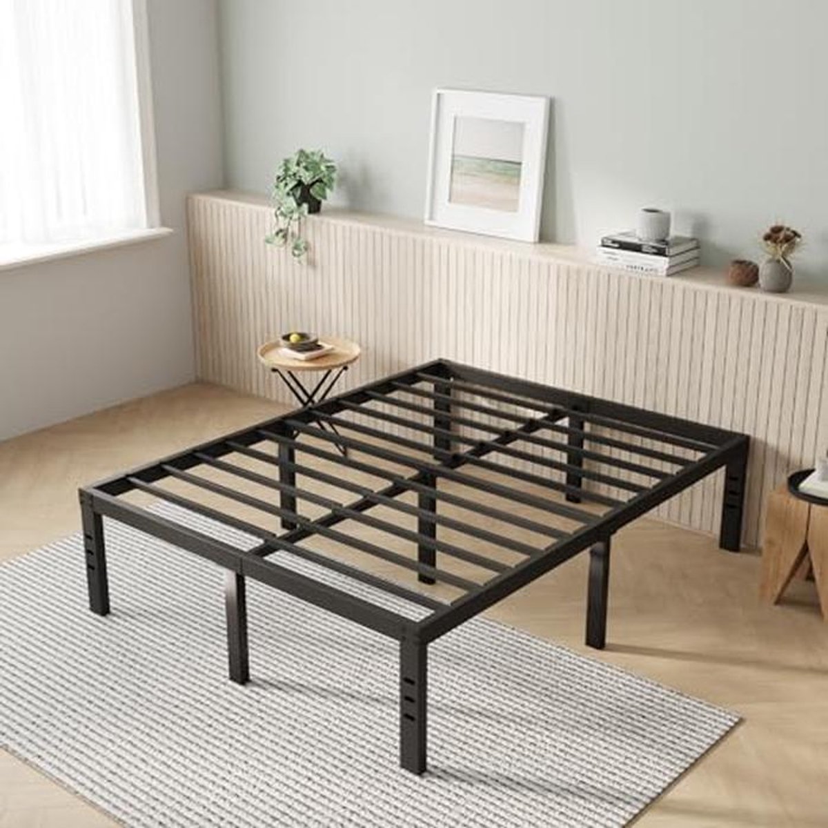Kingsize Metalen Bedframe met Opbergruimte en Robuuste Lattenondersteuning