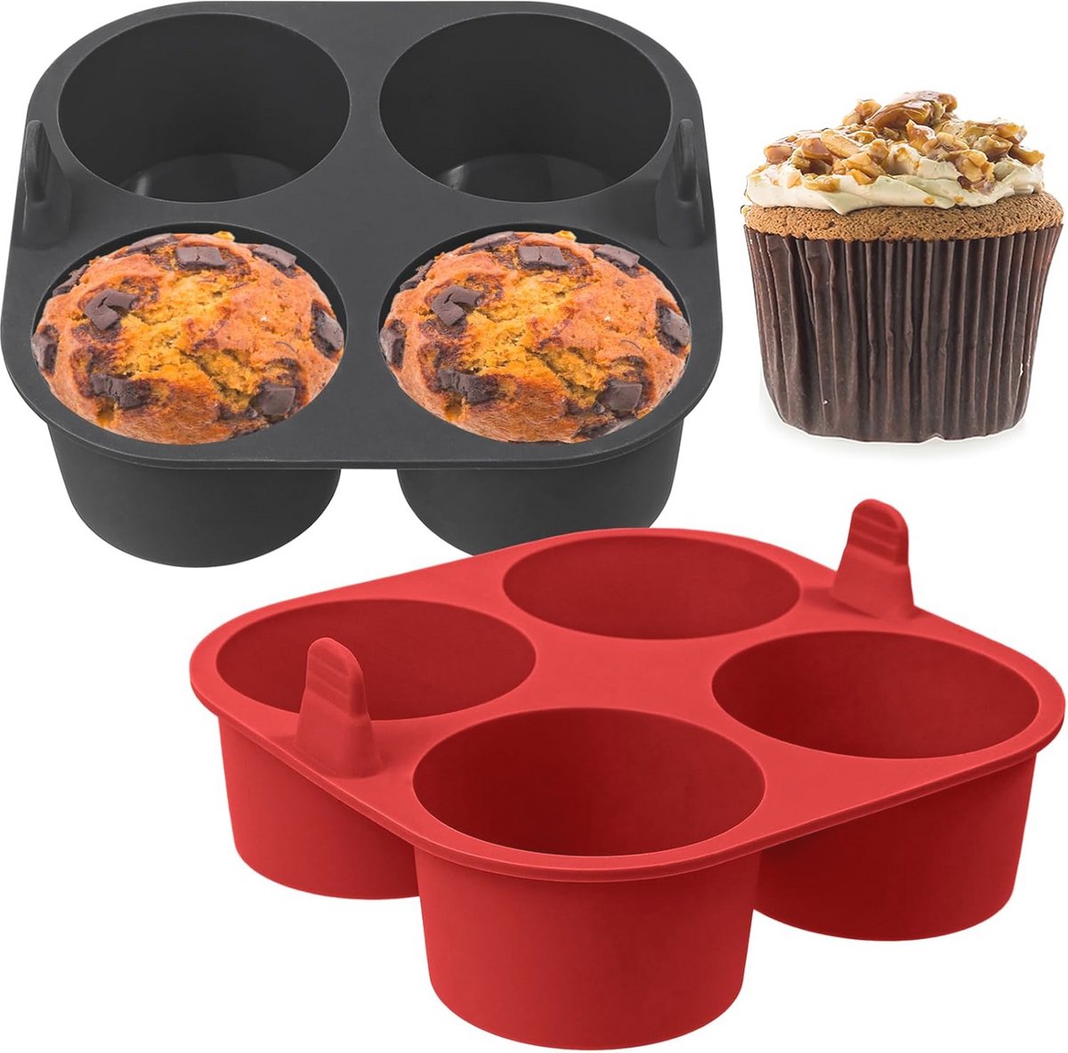 Siliconen Muffinvorm voor Airfryer - Grote Muffinvorm voor Cupcakes en Cakes, 8 cm (2 Stuks)