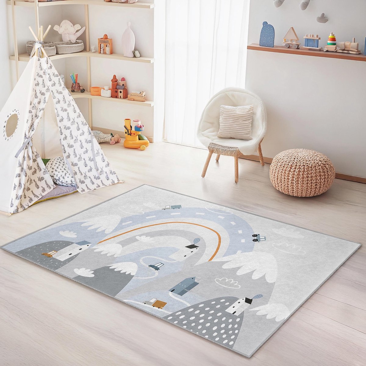 Mila Home - Kindertapijt Rechthoek - Vloerkleed Kinderkamer Tapijt - Speeltapijt - Wasbaar - Antislip - OEKO-TEX Gecertificeerd - 455 6