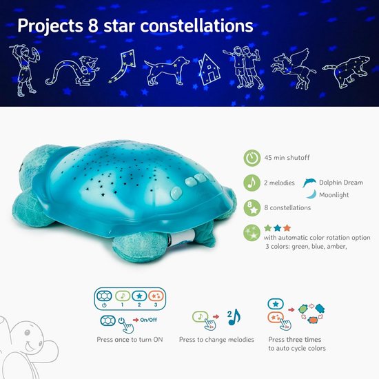 Sterrenprojector Nachtlampje met Rustgevende Geluiden en 3 Kleuren voor Kinderen van Merkloos — afbeelding 5