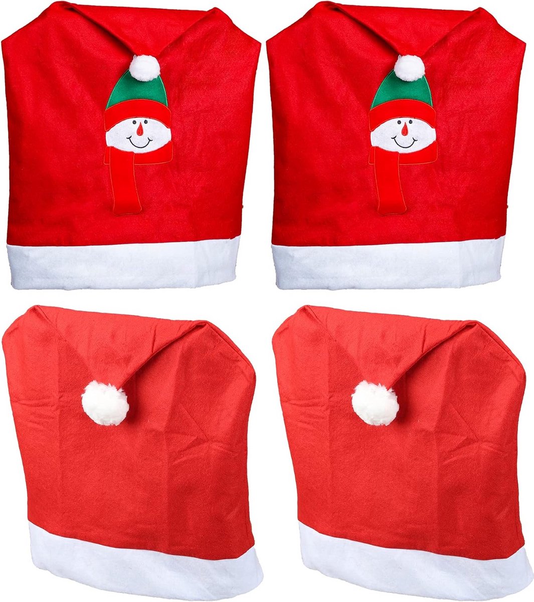 Voordeelset 4x Rode Kerst Stoelhoezen Schommelstoel Decoratie