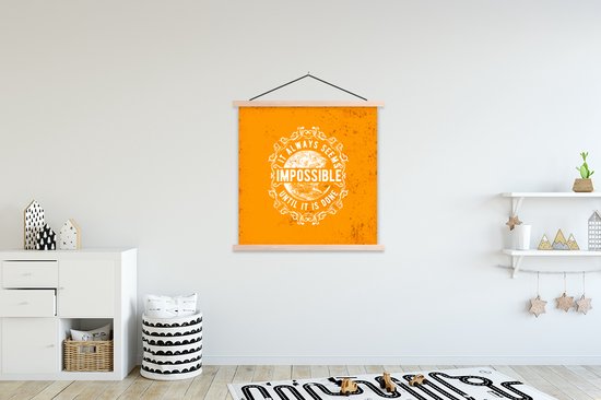 Porte-affiche avec affiche 120 x 120 cm - Affiche scolaire - Vintage - Lune - Design - Affiche textile - Lattes vierges - Cadeau Vaderdag - Cadeau - Cadeau pour lui - Conseil - Homme