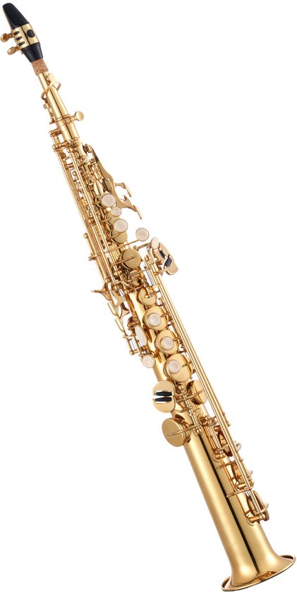 Saxophone soprano droit, Si bémol, ensemble de démarrage pour instruments en cuivre avec étui, anche, chiffon de nettoyage, gants, sangle de cou, ensemble de saxophone avec 23 touches pour débutants et étudiants, couleur or