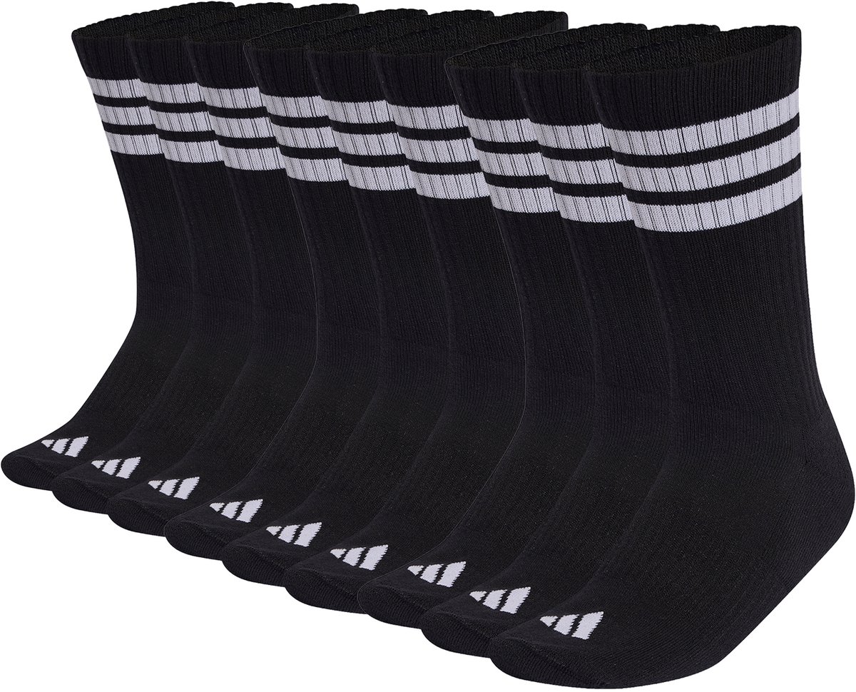 3STRIPES CUSHIONED SPORTSWEAR CREW SOCKS 9 PAIR PACK Zwart