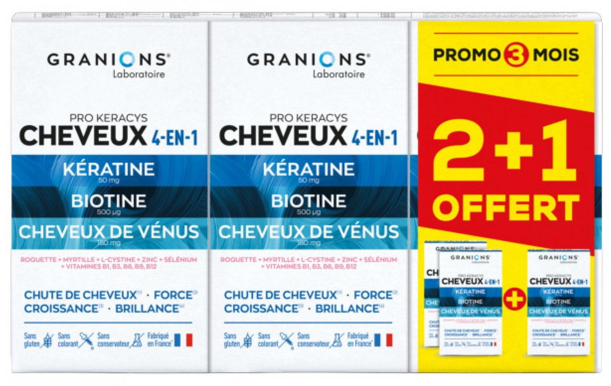 Granions Pro Keracys Hair 4in1 Set van 3 x 90 Tabletten Inclusief 90 Gratis Tabletten