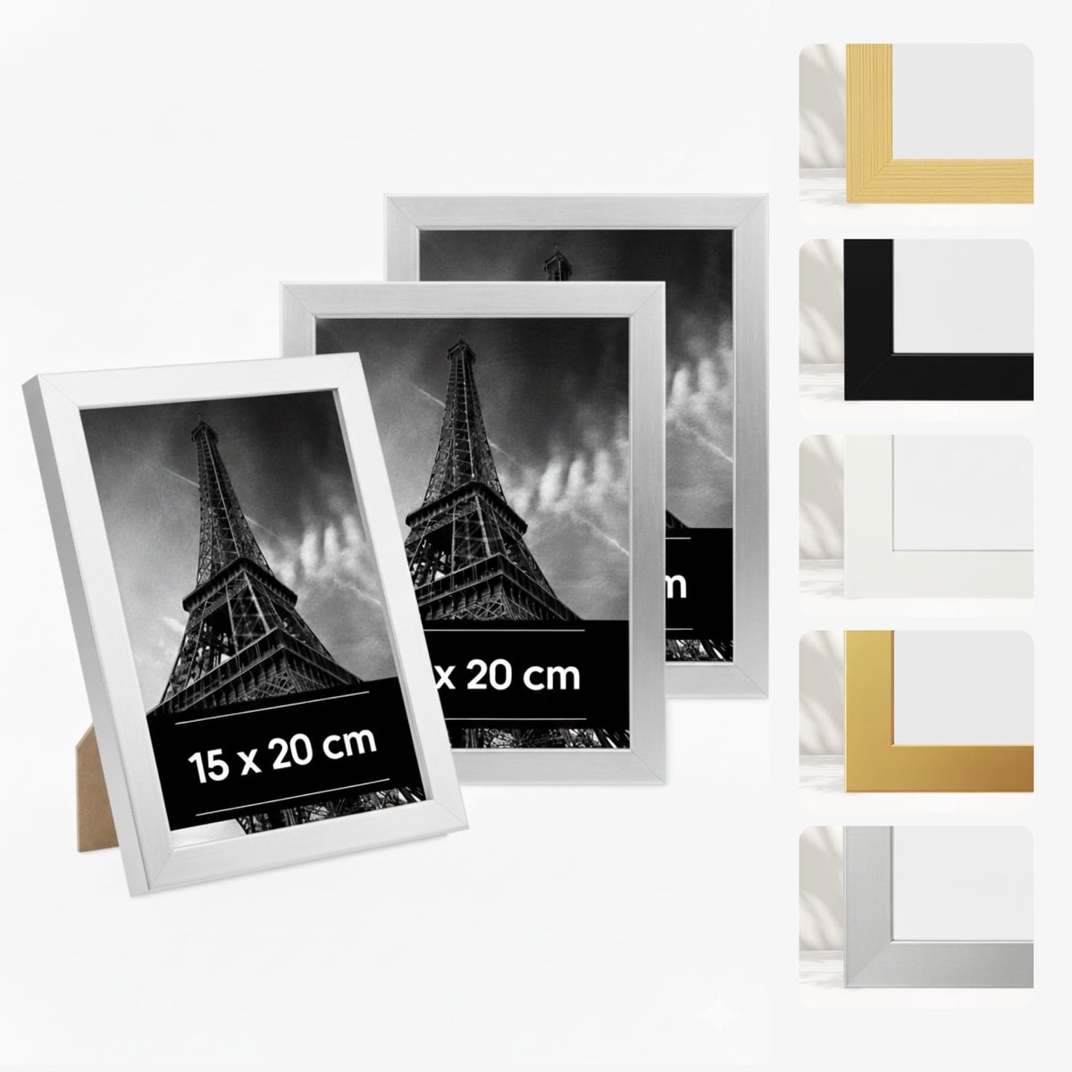 IMPERATORIS® 3x Fotolijst - Kunststof Frame - Fotolijst Voor Foto en Tekeningen - Modern Design - Fotomaat 20 x 15 cm - Wit