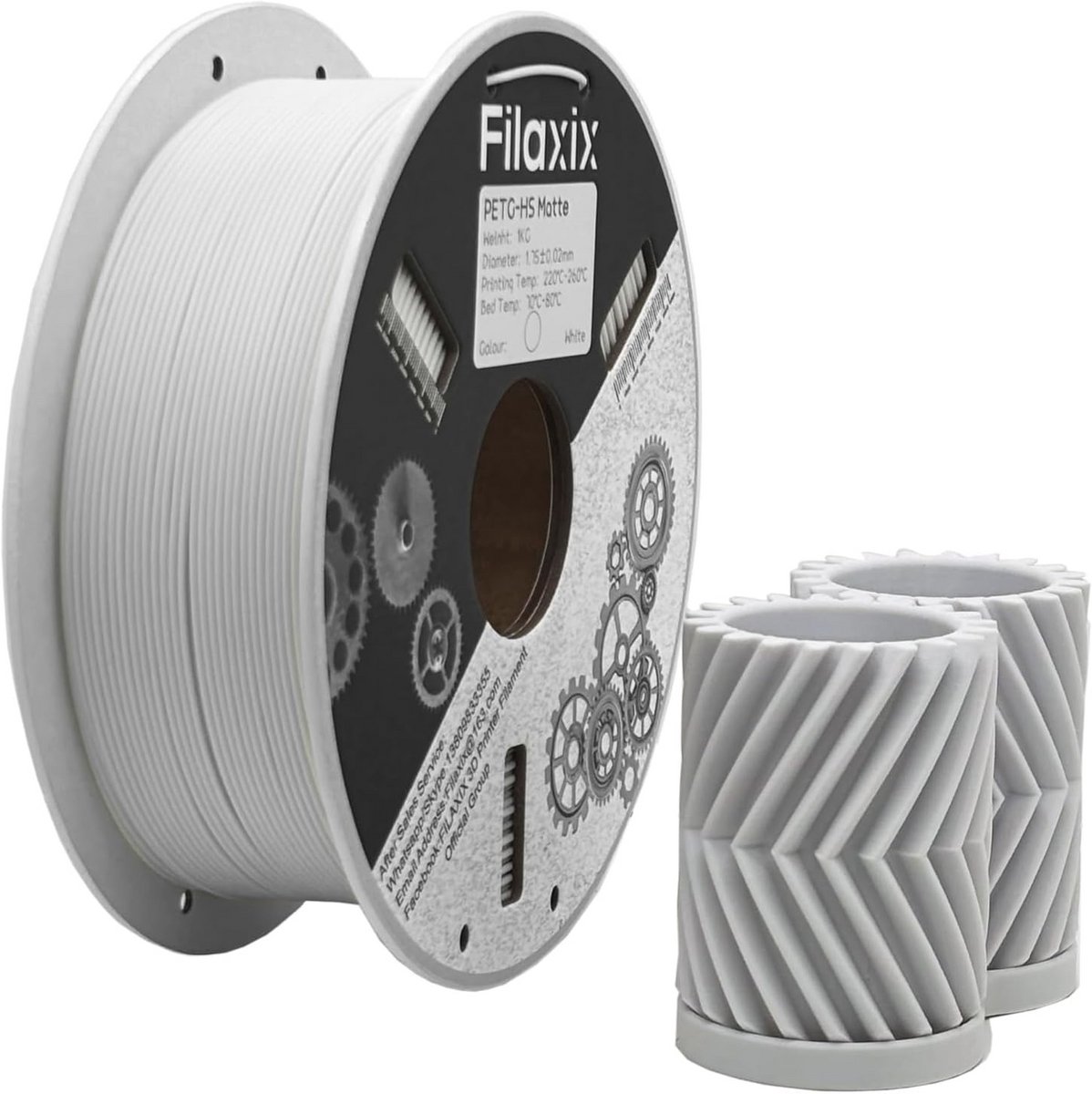 Mat PETG 3D Printer Filament 1.75mm Wit - 1KG Spoel - Hoge Precisie