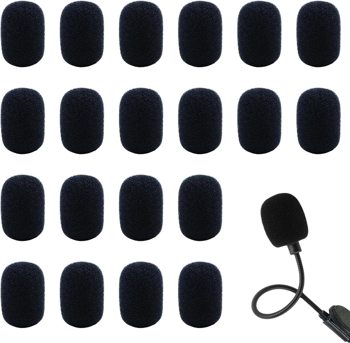 20 Stuks Zwarte Schuim Microfoon Windschermen voor Podium en Headset Microfoons
