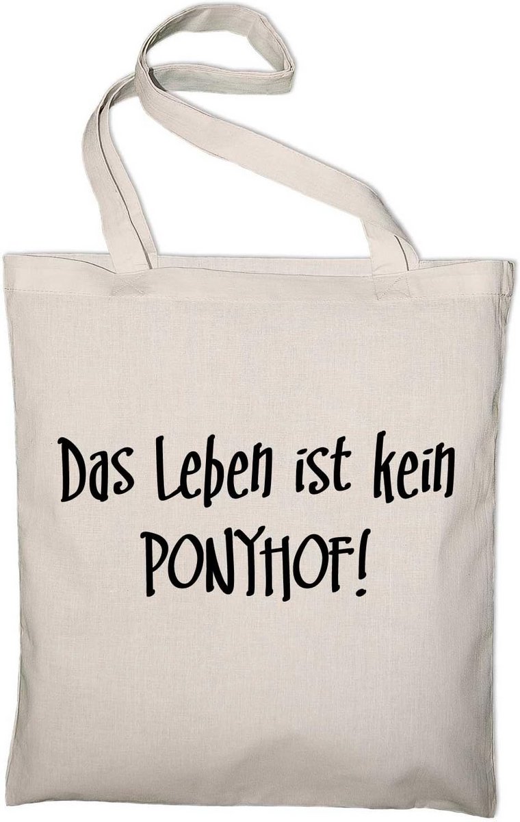 Leuke Jute Tas met Tekst - 'Het Leven is Geen Ponyhof' - Katoenen Boodschappentas Natuurlijk