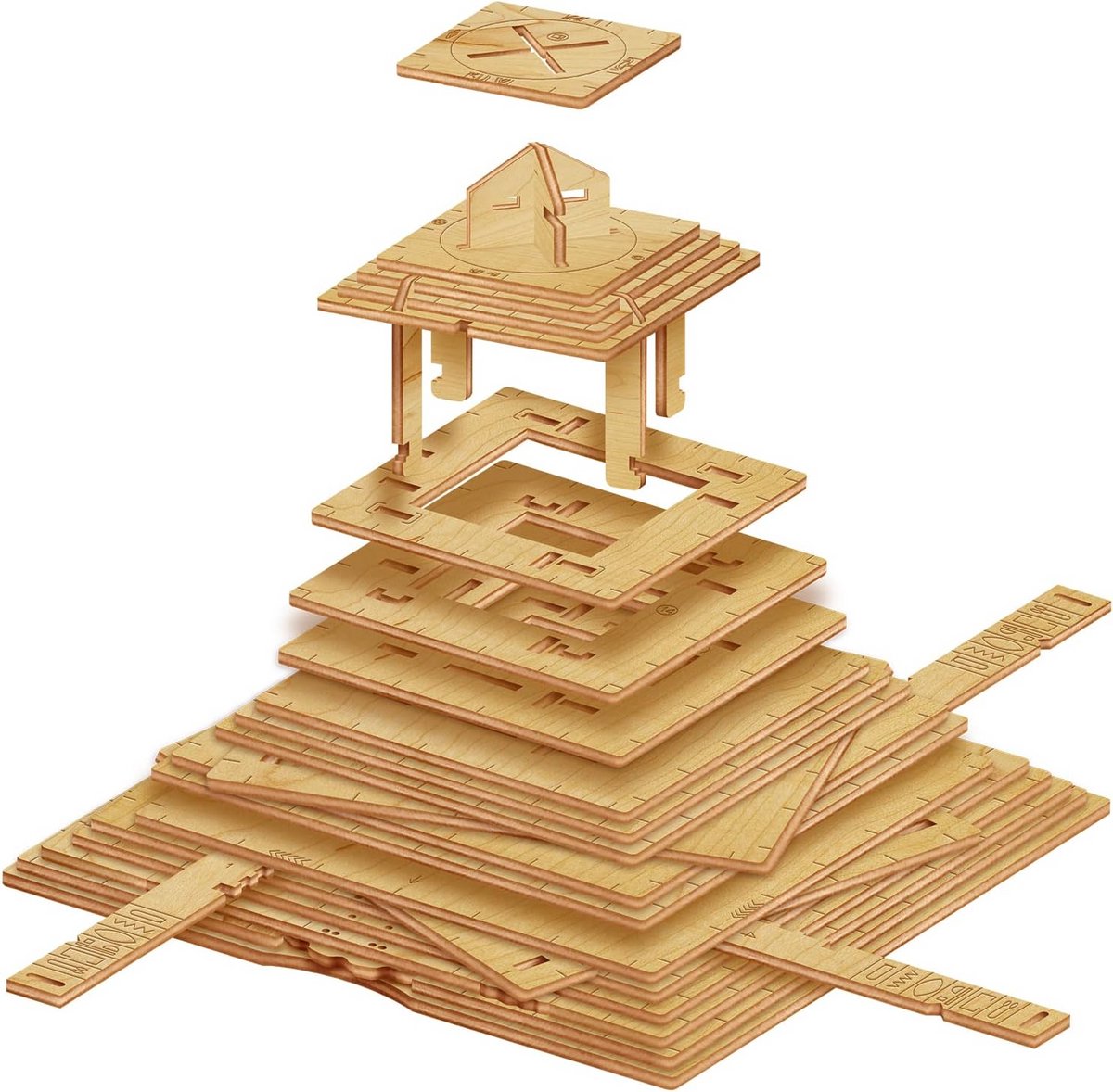 Houten 3D Puzzel Spel - 3 in 1 Escape Room Bouwset - Breinbreker Geschenkdoos voor Kinderen en Volwassenen
