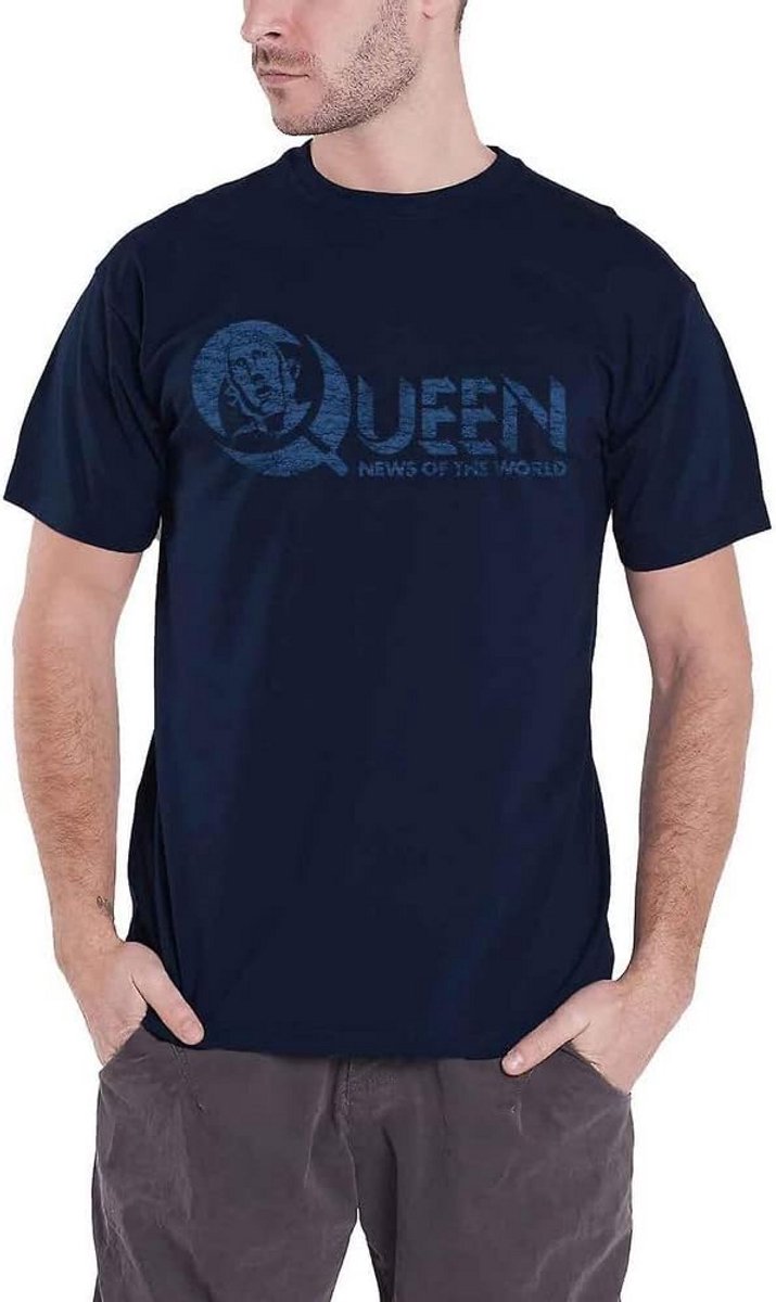 Uniseks T-shirt met Queen print blauw maat M
