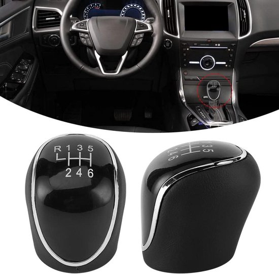 Shift Knob voor 6-Versnellingsbak - Leer & Plastic - Non-Slip - Geschikt voor Ford Focus, C-MAX, Galaxy, Kuga — afbeelding 2