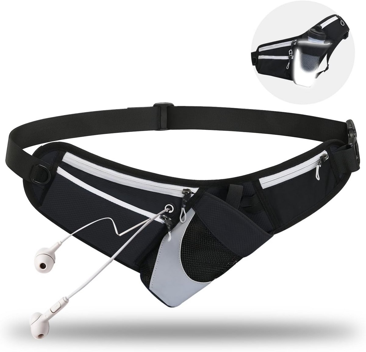 Fietstas met waterfleshouder - 2-in-1 verstelbare running belt voor hardlopen en wandelen