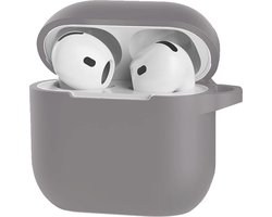 Bescherm je AirPods 4 met onze handige Siliconen Hoes - Geschikt voor Apple AirPods 4 - Met Clip Cover - Grijs
