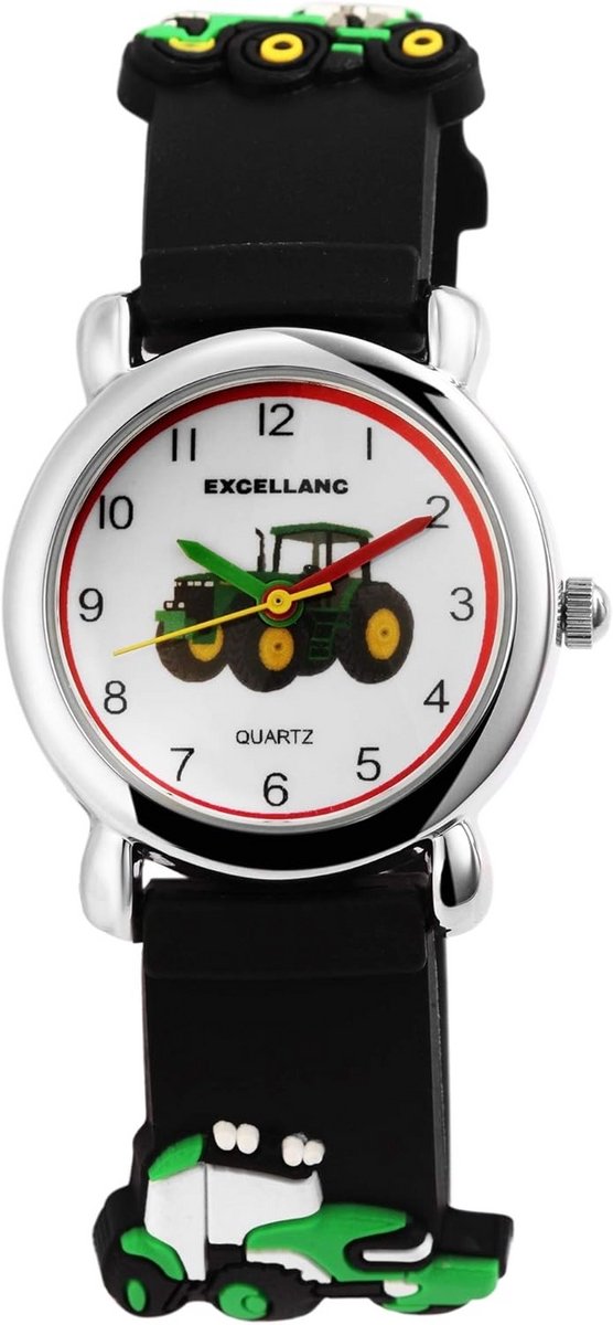 Kinderhorloge met Stoere Tractor - Analoge Polshorloge met Siliconen Band
